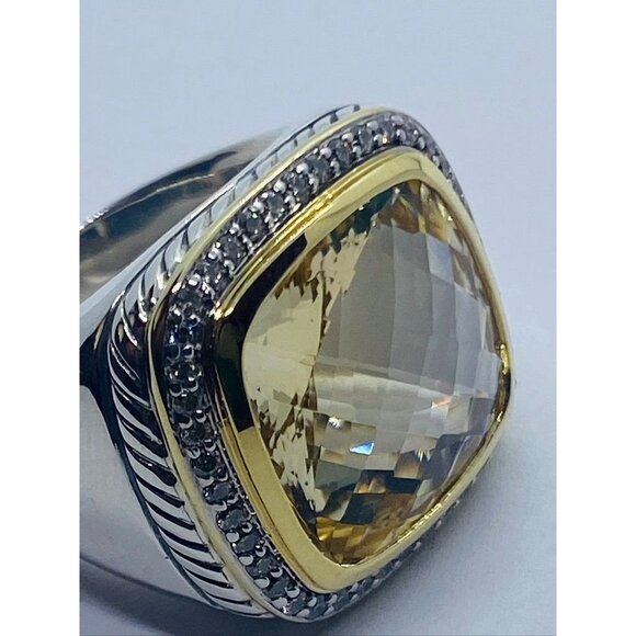 David Yurman Albion Citrine 18K Silver Diamond Ring - Picture 9 of 16